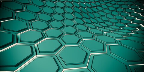 green hexagon background