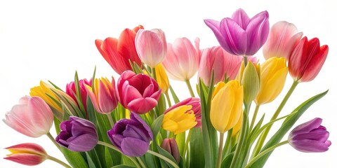 Naklejka premium Vibrant Colorful Tulip Bouquet, Spring Flowers, Floral Photography Tulip, Bouquet