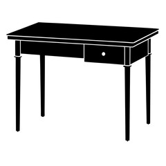 Simple Black Silhouette of a Classic Writing Desk