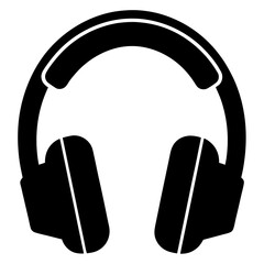 Black Silhouette Icon of Over Ear Headphones