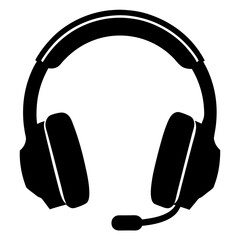 Black Silhouette of Gaming Headset with Microphone