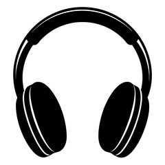 Black Silhouette Over Ear Headphones Music Icon
