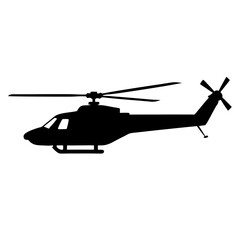 Black Silhouette of a Military Helicopter Icon