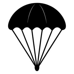 Simple Black Silhouette of a Parachute Icon