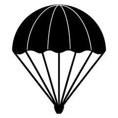 Black and White Silhouette of a Parachute Icon
