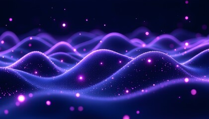 Obraz premium 3D digital waveforms with glowing particles and circuits, abstract technology background with depth and motion .