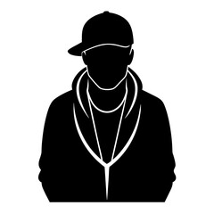 Faceless Silhouette of a Young Man in a Hoodie and Cap