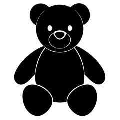 Simple Black Silhouette of a Sitting Teddy Bear