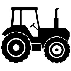 Black Silhouette of a Farm Tractor Icon