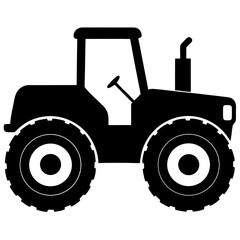 Black Silhouette of a Farm Tractor Icon