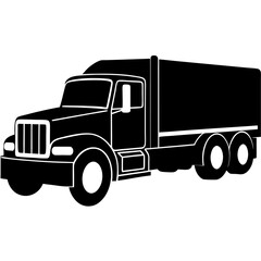 Black Silhouette of a Large Garbage Truck