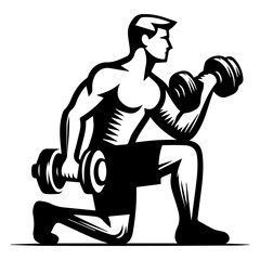 Man Doing Dumbbell Workout