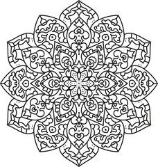 Ornate Italianate Mandala Design for Intricate Coloring and Elegant Spiritual Art