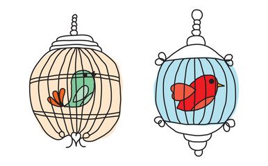 Set Vintage birdcages vector collection