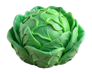 Fototapeta premium Stylized 3d render of green cabbage head isolated on background