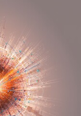 Abstract Digital Explosion of Light Energy in a Modern Orange Background