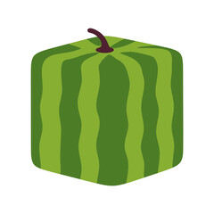 Square-shaped watermelon icon with dark green stripes and a small stem on top.
