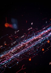 Obraz premium Abstract Digital Network With Circuit Board Lines And Blue And Red Lights