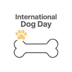 Dog Bone and Paw Print Silhouette for International Dog Day