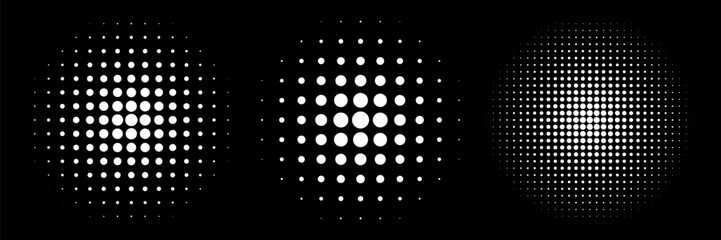 Set of black halftone dots backgrounds. vector modern dots halftone,Pop art comic style gradient circle halftone set Vector isolated on white background dots pattern. dots circle vector ilustration