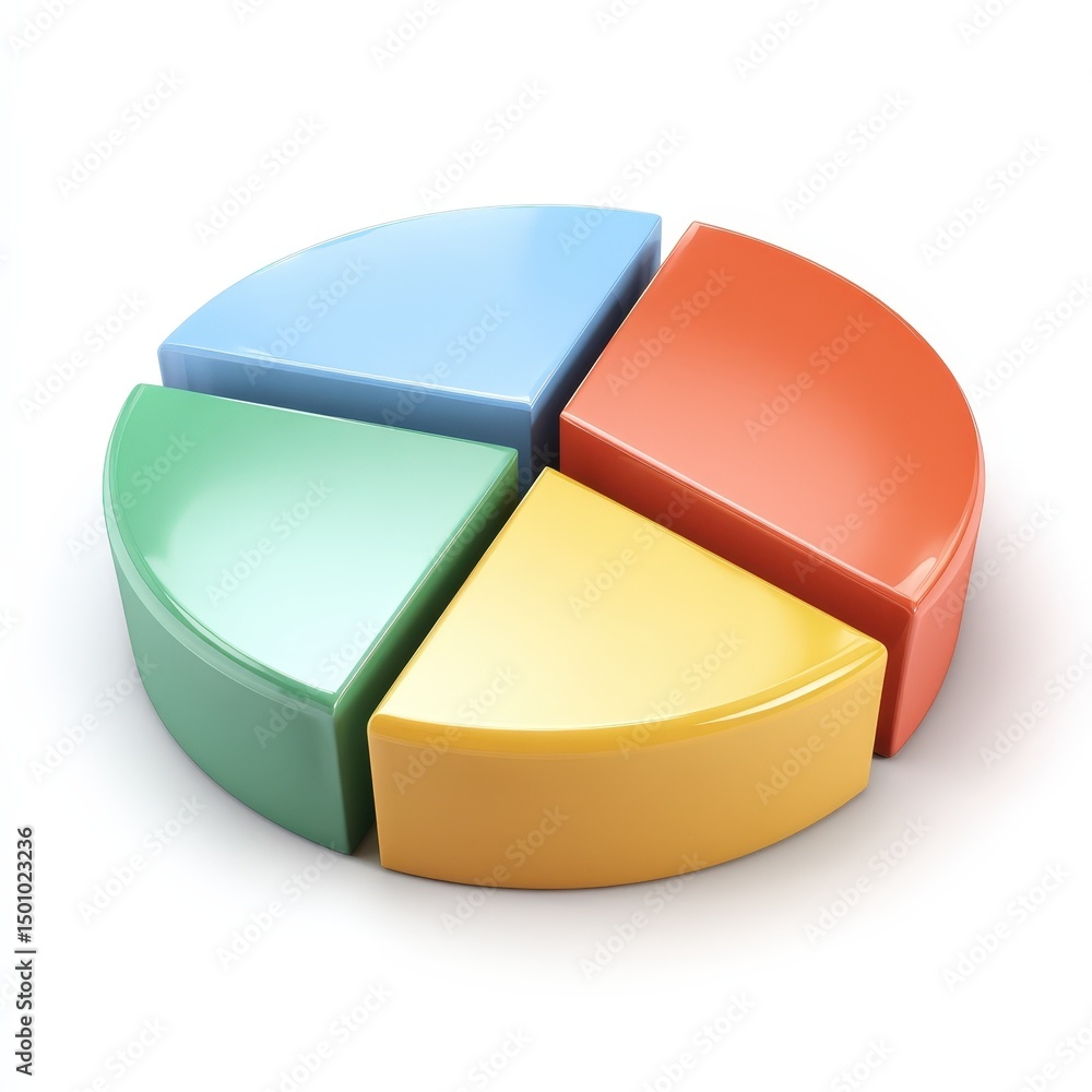 Aufkleber colorful 3d pie chart sections for data visualization and business presentations