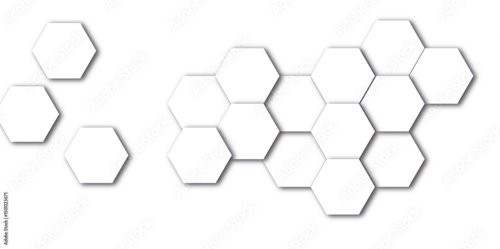 Poster abstract white and gray hexagon technology lines background. abstract white and grey color hexagonal