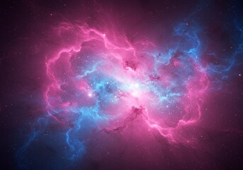 Abstract Illustration of a Colorful Nebula in Space with Glowing Stars