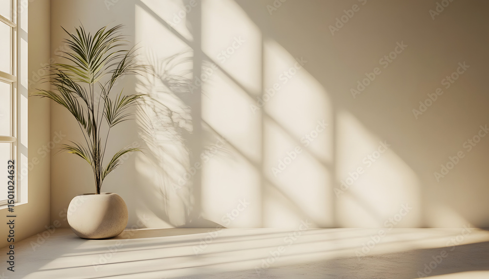 Aufkleber minimalistic abstract simple gentle light beige background for product presentation with light and b