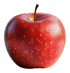 Red Apple with Water Droplets on a Transparent Background PNG Image