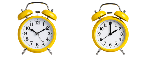 Vintage Yellow Alarm Clock with Twin Bells – Transparent PNG