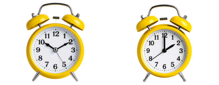 Vintage Yellow Alarm Clock with Twin Bells – Transparent PNG