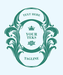 Baroque floral frame and scroll border intricate vector ornament illustration