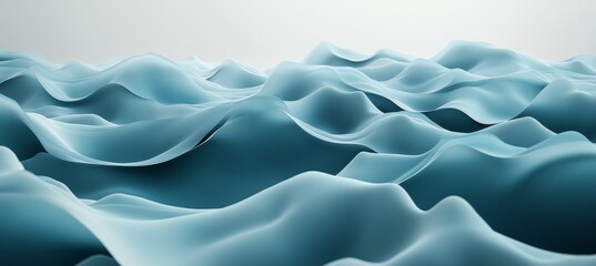 Obraz premium Abstract Wavy Flowing Background, Light Blue Vivid Velvet Fluid Dynamic Shape with Waves