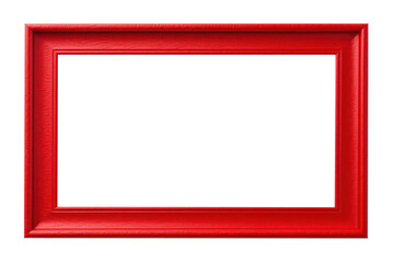 red wooden picture frame isolated on white or transparent png