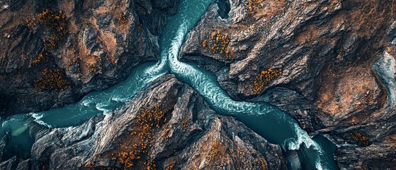 Glacier river carving granite canyon showcases resilience stamina nature persistence centuries flow turquoise water sculpting timeless formations breathtaking aerial vista geological wonder
