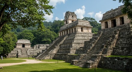 Ancient Mayan Palenque Ruins In Mexico Daytime Photo