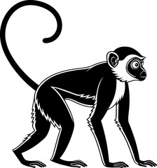 Fototapeta premium Funny black monkey silhouette vector illustration of a wild panther design, ideal for pet mammal art icons