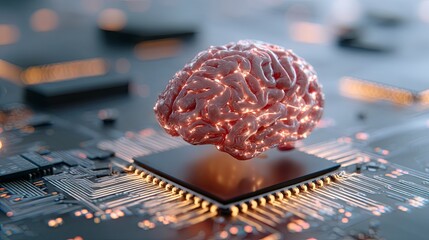 Brain Connected to Motherboard Abstract Concept