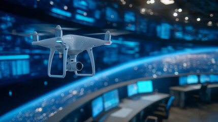 Remote Drone Camera Footage Monitored in a Digital Security Hub