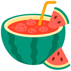 Cute Watermelon Punch Illustration in a Fruit Bowl Style