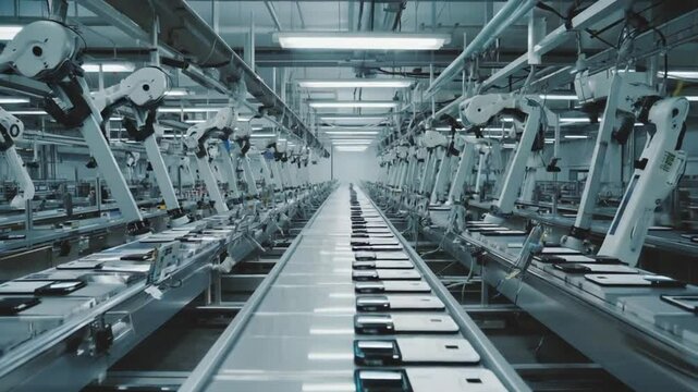 Modern smartphone factory.