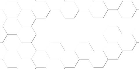 Abstract geometric white honeycomb hexagon 3d effect pattern with shadow seamless texture background.