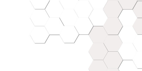 Abstract geometric white honeycomb hexagon 3d effect pattern with shadow seamless texture background.