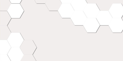 Abstract geometric white honeycomb hexagon 3d effect pattern with shadow seamless texture background.