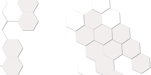 Abstract geometric white honeycomb hexagon 3d effect pattern with shadow seamless texture background.