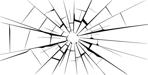 Vector illustration of broken glass with radiating cracks in an abstract design