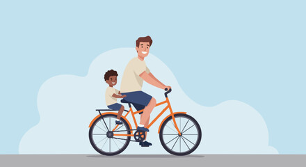 Fototapeta premium Father and son enjoying bike ride together