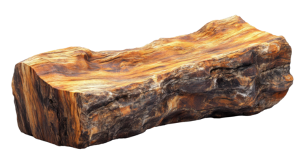 Isolated old sawn wood trunk on a transparent background, PNG image