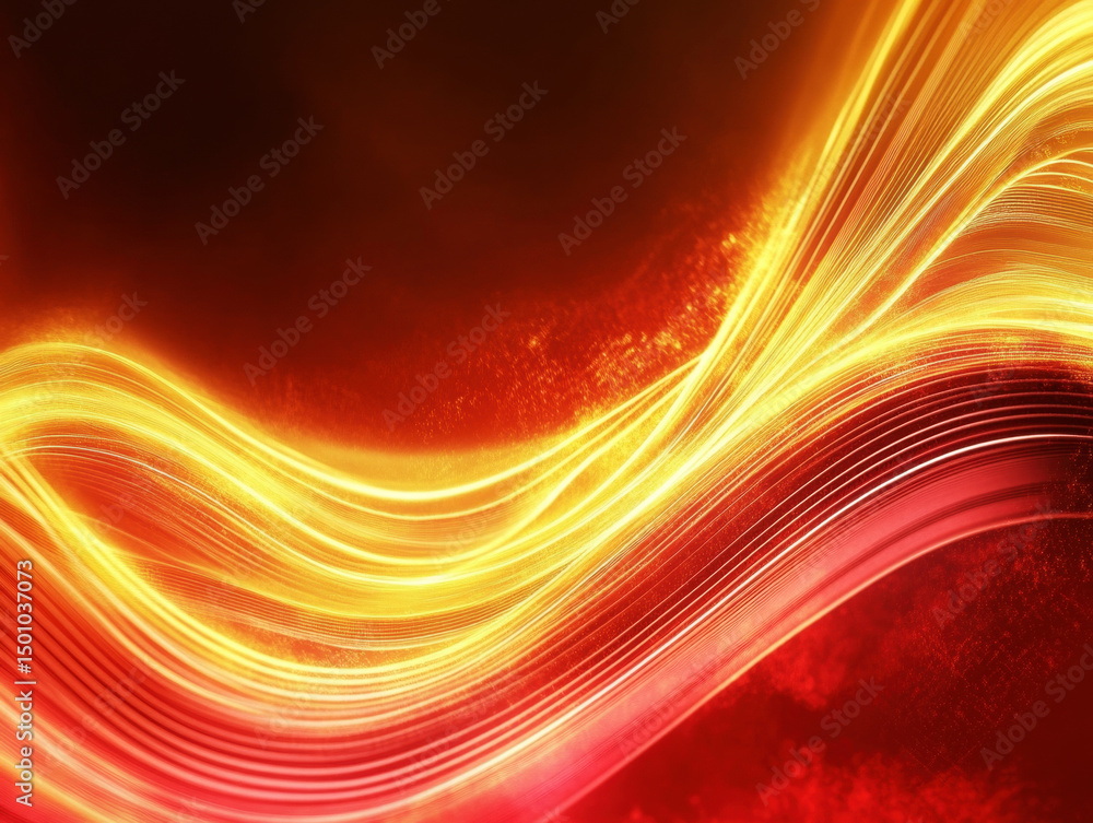 Poster vibrant abstract light waves creating dynamic patterns in warm colors
