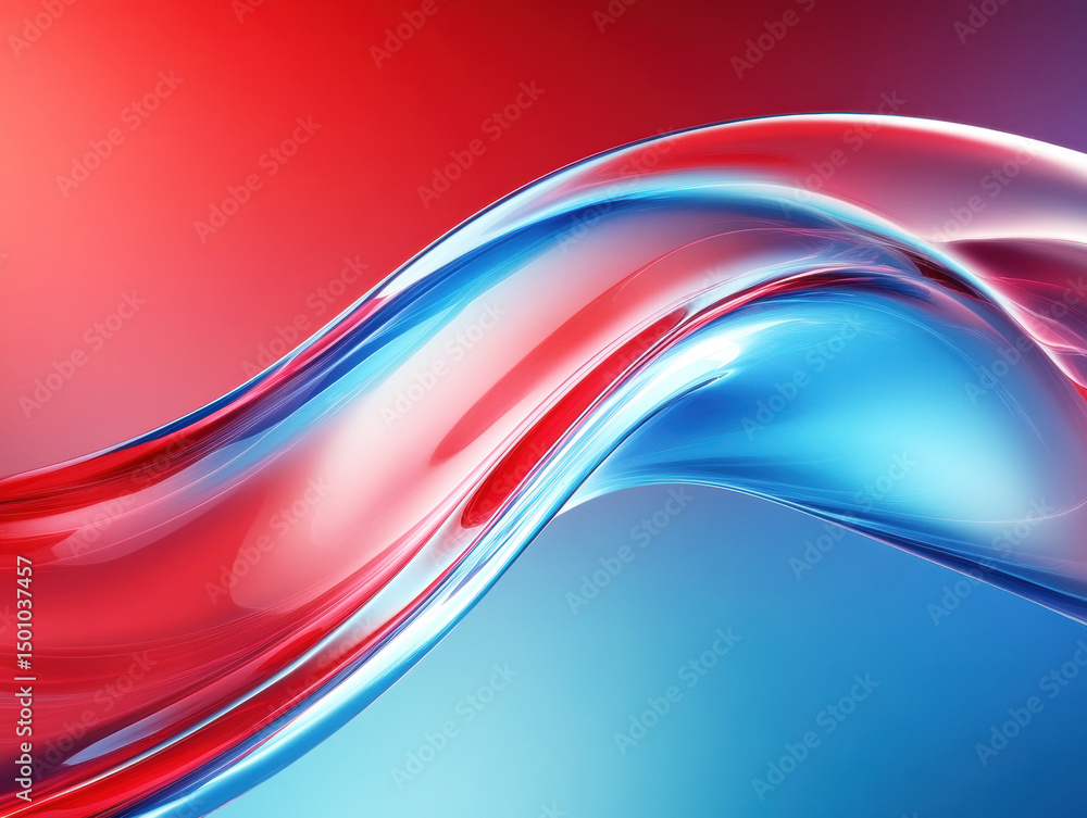 Poster colorful abstract wave pattern with red and blue hues in background